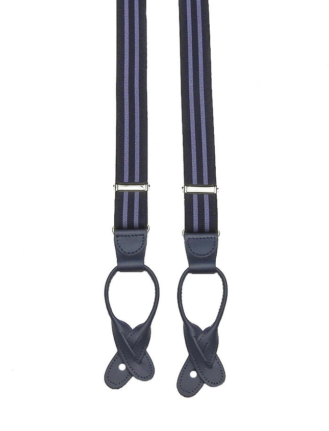 Narrow Navy And Lilac Striped Braces