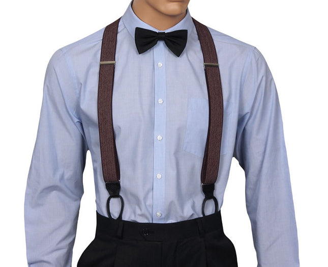 Burgundy Tweed Button Braces Front