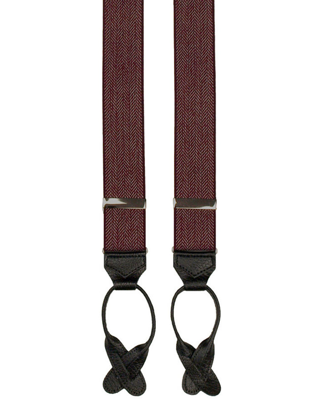Burgundy Tweed Button Braces