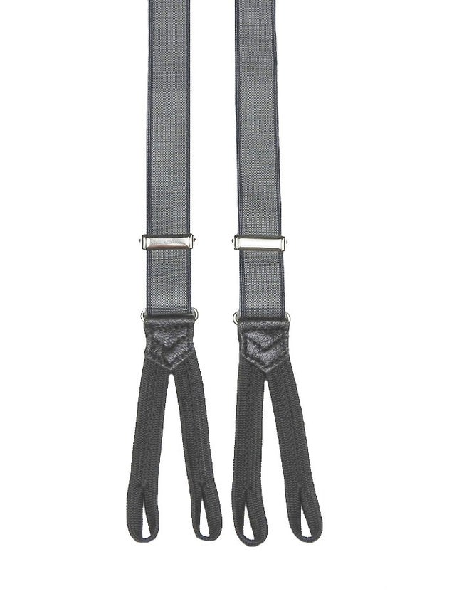 Narrow Grey Braces Braided Ends