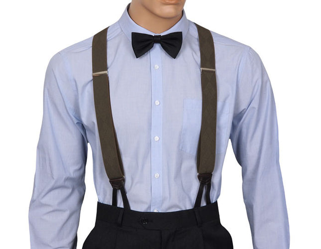 1940s Style Khaki Button Braces Front