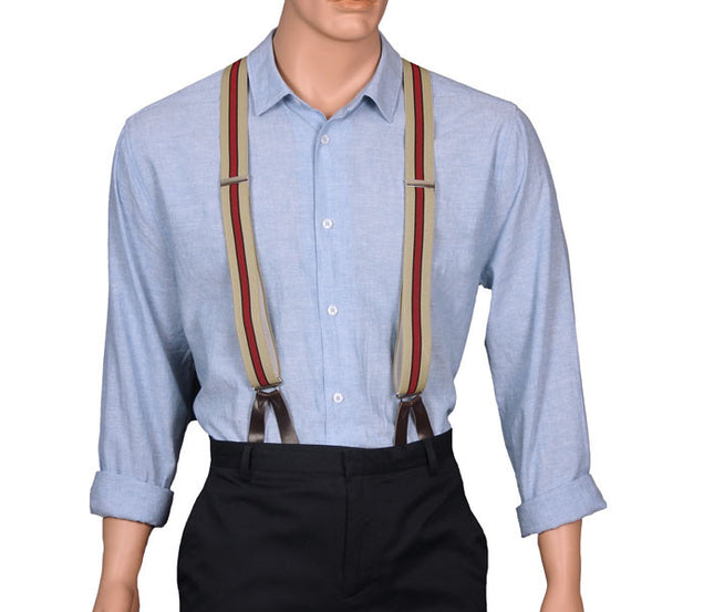1940's Style Striped Button On Braces