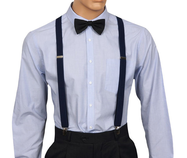Skinny Navy Blue Braces Front