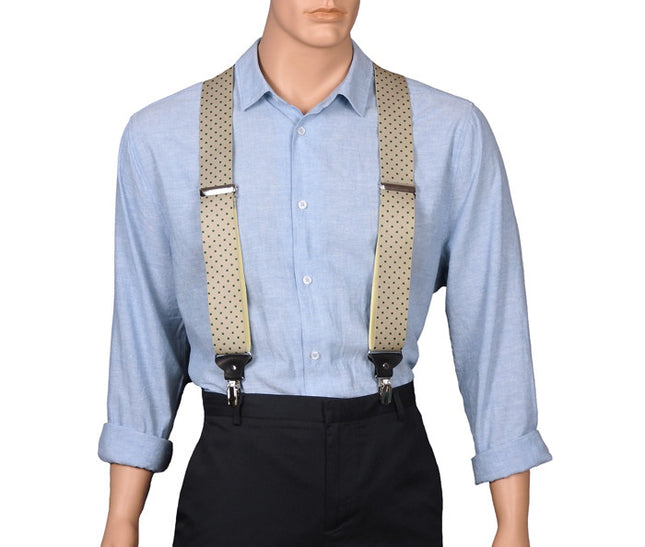 Extra Wide Khaki Braces With Green Dots