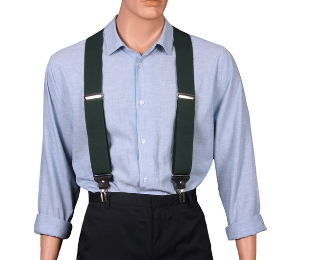 Extra Wide Hunter Green Pin Clip Braces