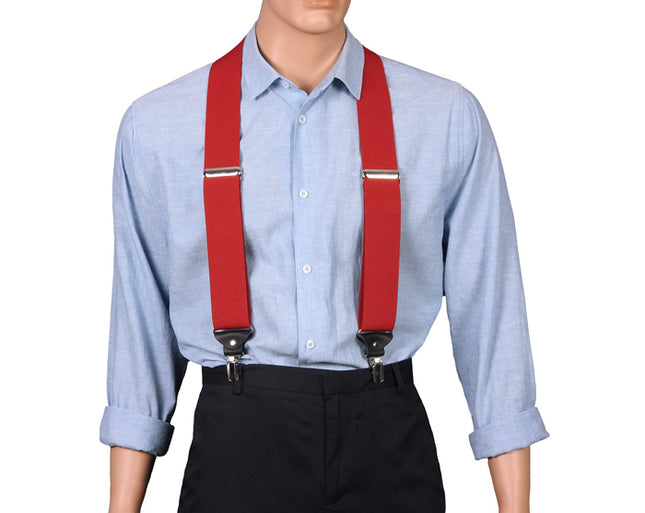 Extra Wide Red Twin Pin Mens Braces