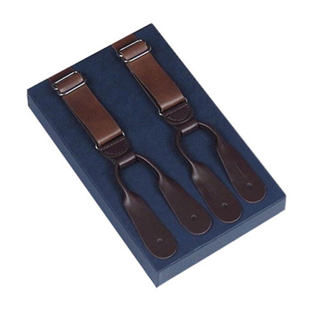 Brown Leather Button Braces