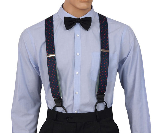Blue Dotted Button Braces Front