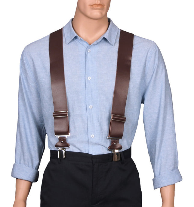 Extra Wide Brown Leather Braces