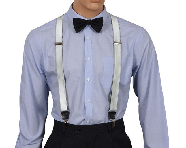 Silver Satin Braces Front