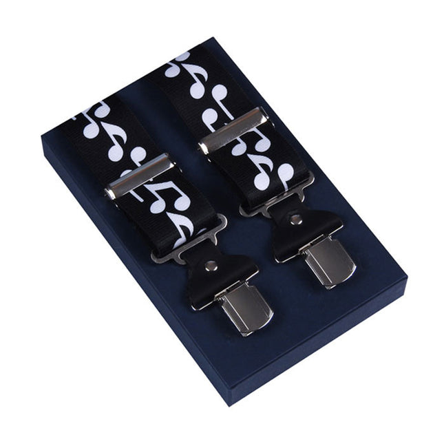 Black Extra Wide Braces With Musical Notes