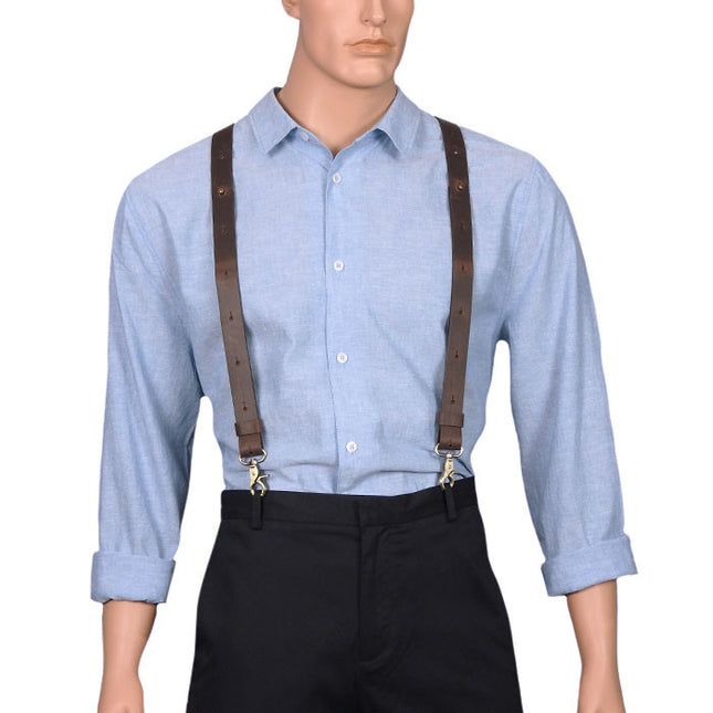 Crazy Horse Dark Brown Skinny Leather Braces