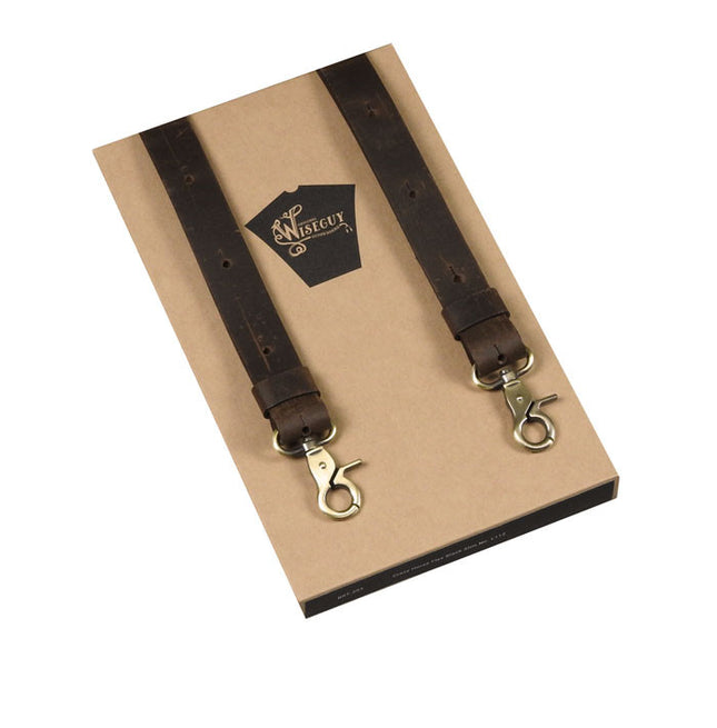Wiseguys Crazy Horse Dark Brown Slim Leather Braces