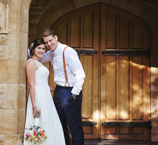 Bridegroom wearing our wedding braces