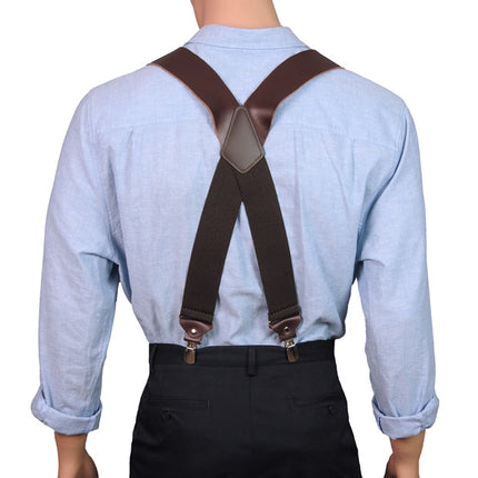 Two Inch Brown Leather X Back Braces