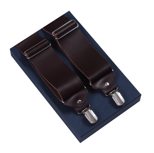Two Inch Brown Leather Twin Pin Braces
