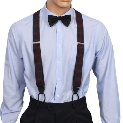Red Plaid Button Braces