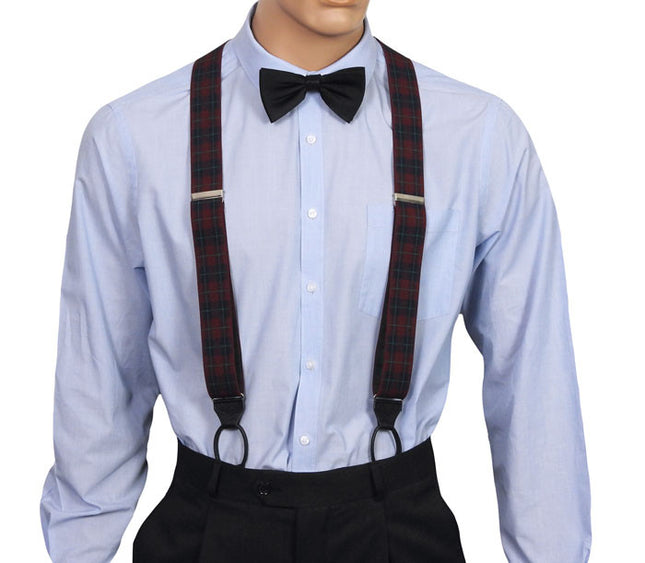 Red Plaid Button Braces