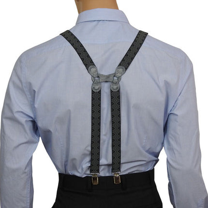 H-Back Black Patterned  Braces Back