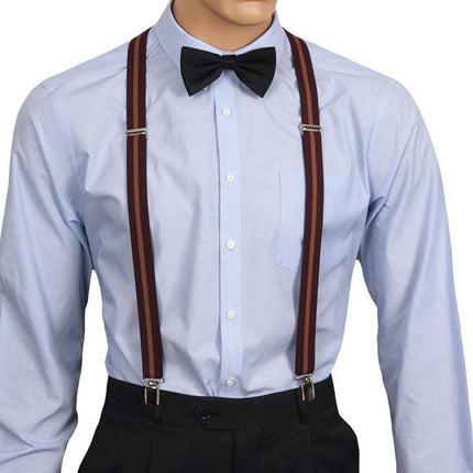 H-Back Wine Striped Braces Front