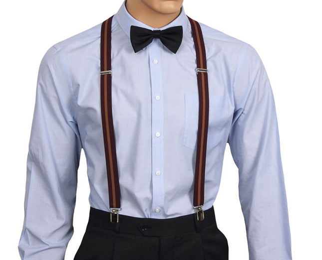 H-Back Wine Striped Braces Front
