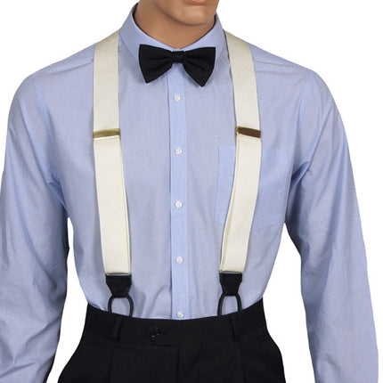 Ivory Barathea Suspenders Front Gold Adjusters