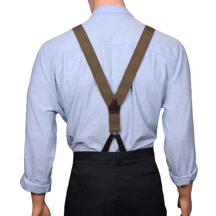 1940s Style Khaki Button Braces Y Back