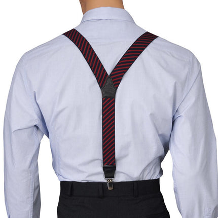Navy and Red Diagonal Stripe Y-Back Braces
