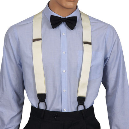 Ivory Barathea Suspenders Front Chrome Adjusters