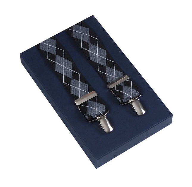 Grey And Black Plaid Braces