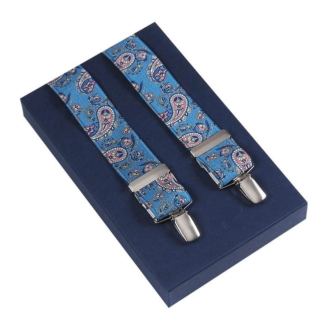 Blue Paisley Clip On Braces