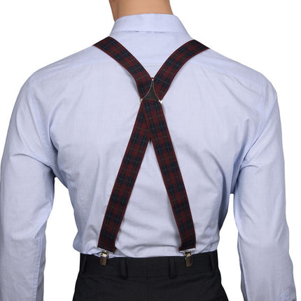 Burgundy Tartan Braces X-Back