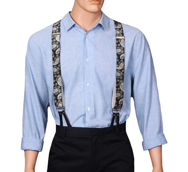 Buckle 1922 Black Paisley Button Braces