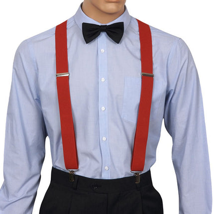 Red Braces For Men Front