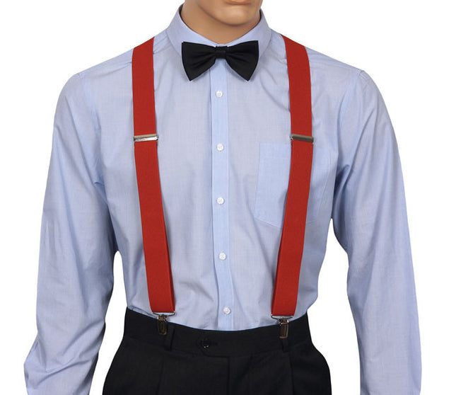 Red Braces For Men Front