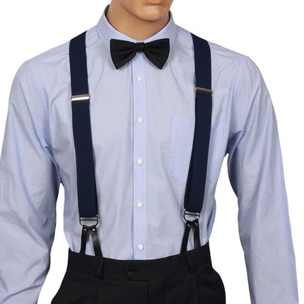 Navy Button Suspenders Front