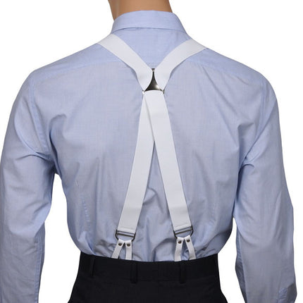 White Button Suspenders X Back
