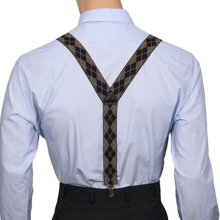 Beige And Black Plaid Braces Y Back