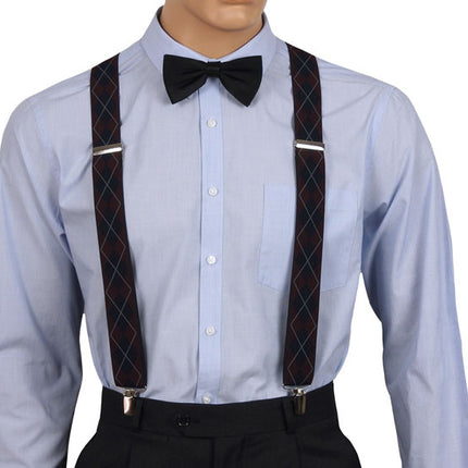 Burgundy Plaid Suspenders Front