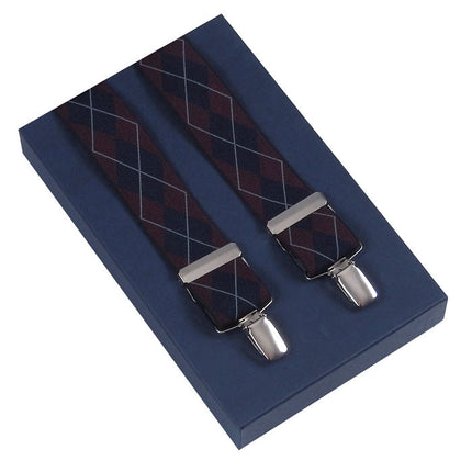 Burgundy Plaid Suspenders