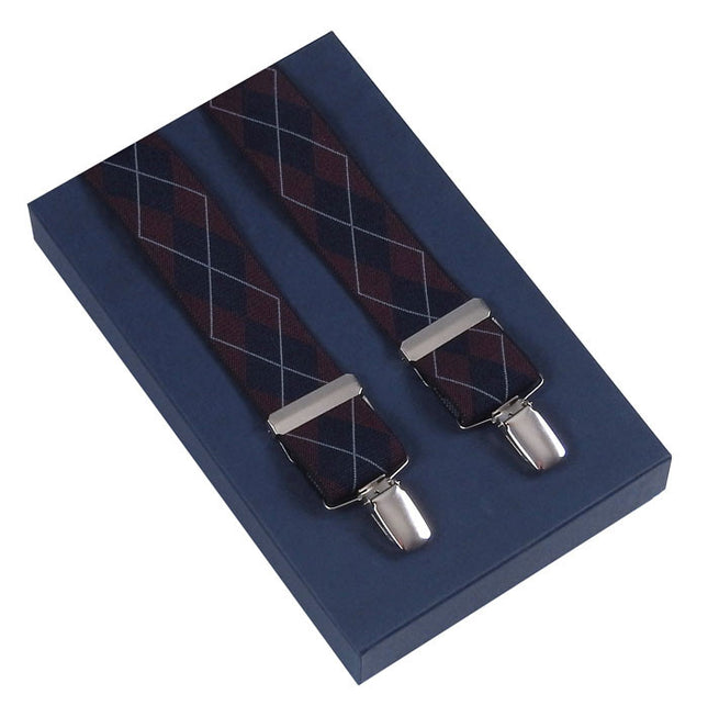Burgundy Plaid Suspenders