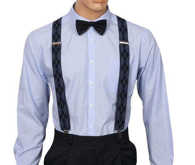 Blue Plaid Braces Front