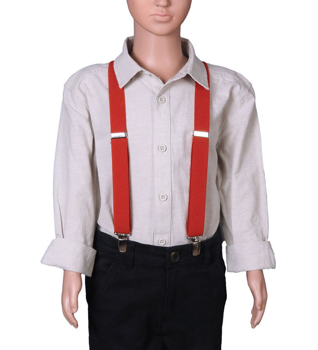 Red Suspenders For Kids Front