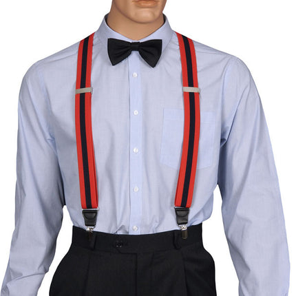 Red and Navy Striped Suspenders