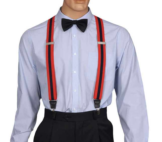 Red and Navy Striped Suspenders
