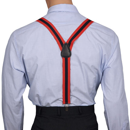 Red And Navy Striped Y Back Braces
