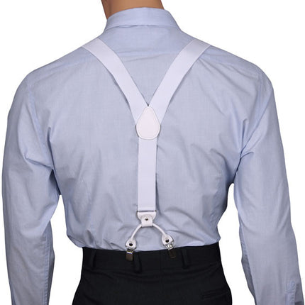 White Y Back Double Clip Braces