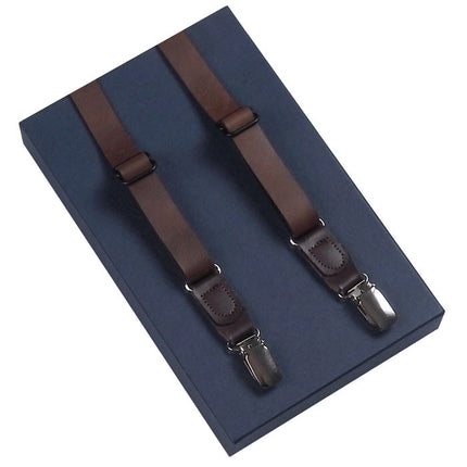 Skinny Brown Leather Suspenders 1.8