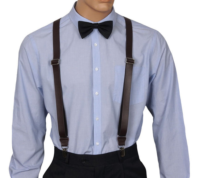 Brown Leather Suspenders Front