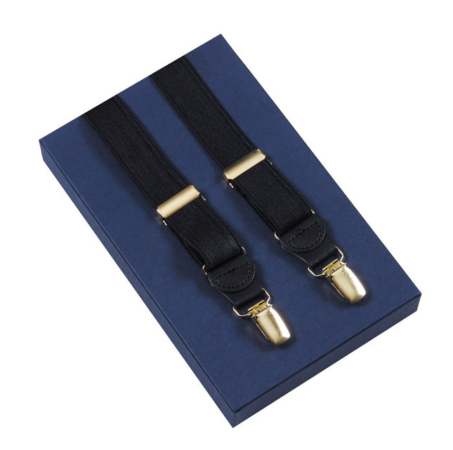 Black Satin Braces With Gold Clips